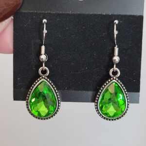 Handcrafted Green Teardrop Earrings